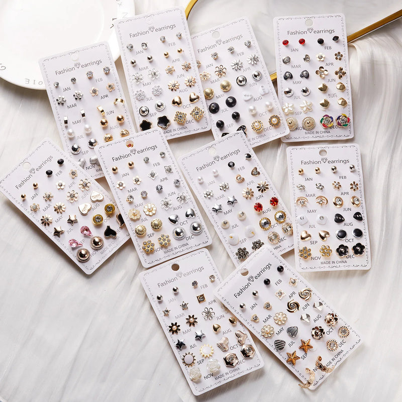 LoveBloom Stud Earrings – 12 Pairs