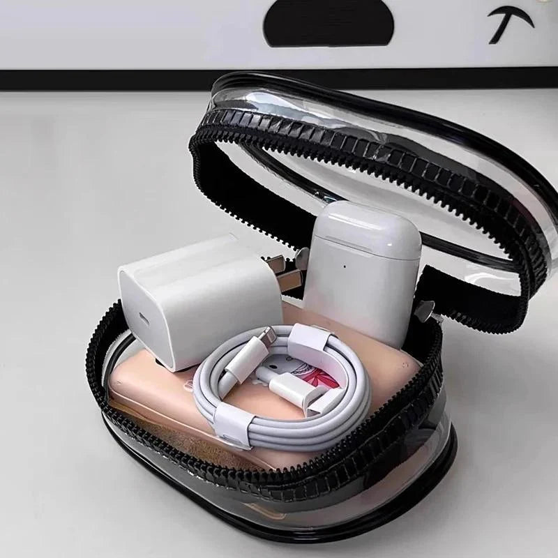 Transparent Travel Cable Organizer Bag With Key Chain