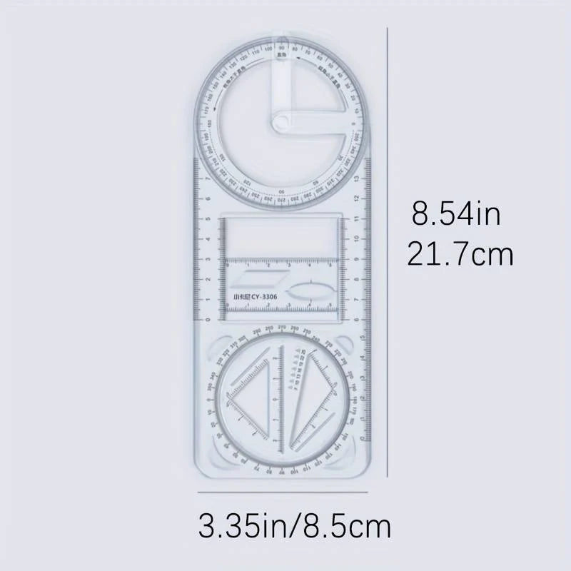 Multifunctional Geometric Plastic Ruler