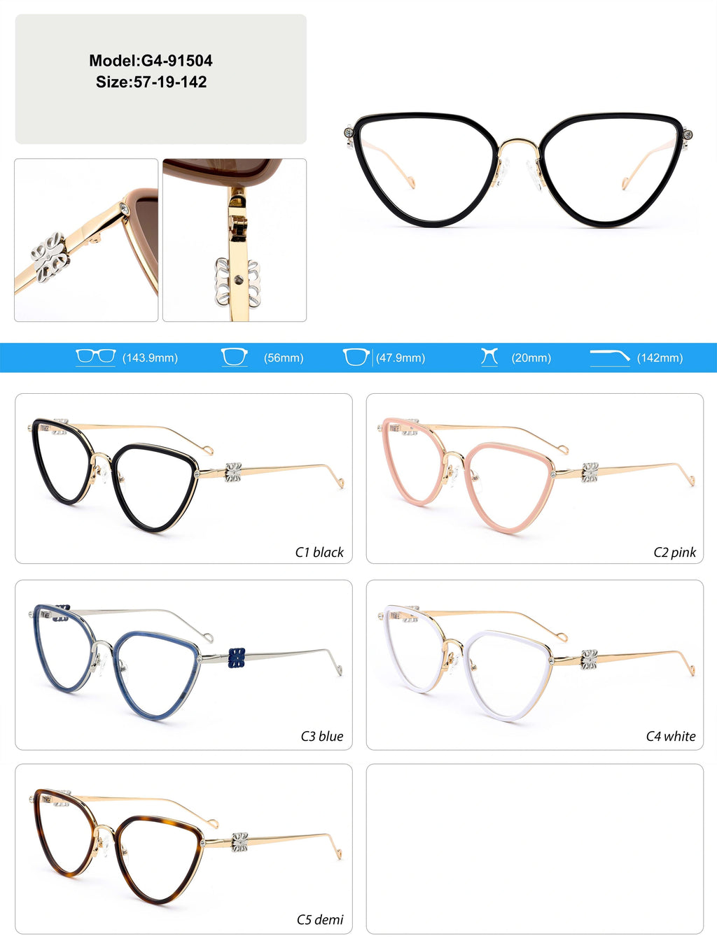 Luxury Cat Eye Metal Frame Glasses